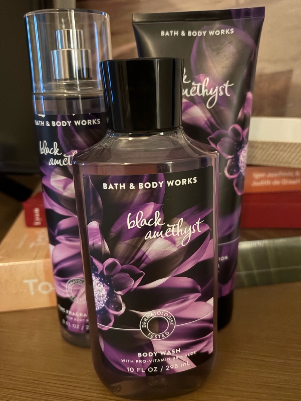 New! Bath & Body Works Black Amethyst Set Fragrance Mist Body Cream & Body Wash